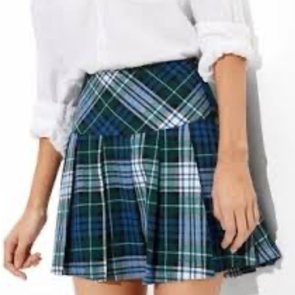Pleated Skater Mini Skirt Size 0 Blue and Green Plaid SKU 7 - Picture 3 of 9